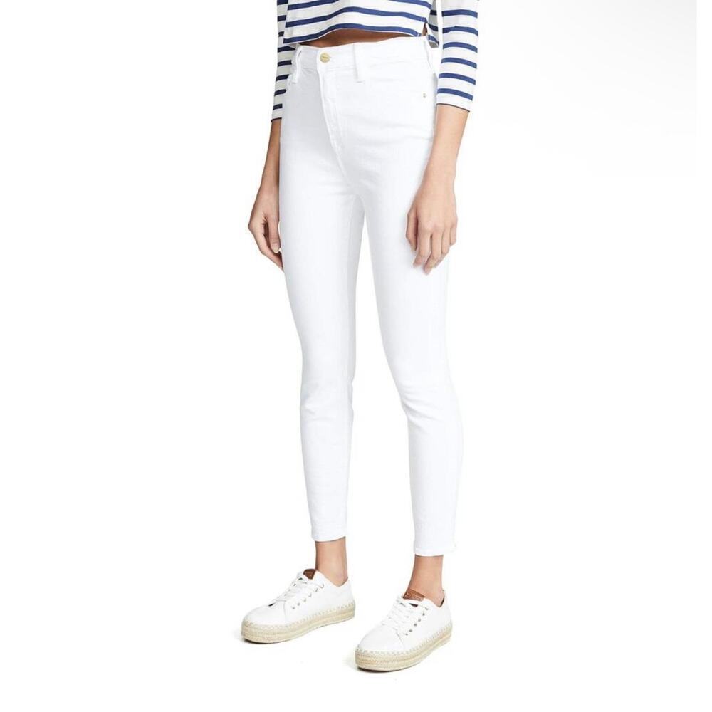 Frame Ali High Rise Cigarette Skinny Jeans White Size 28